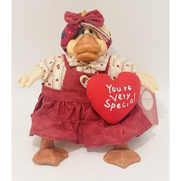 Folk Art Valentine’s Duck Hot Lips The Country Folks Beanbag Shelf Sitter 2665 - Picture 1 of 6